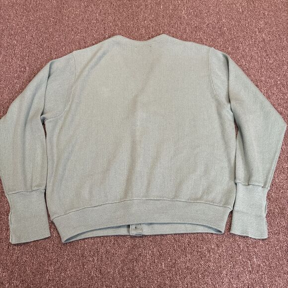Vintage Izod Sweater Mens Green Cardigan Acrylic Made in USA 80s Granpcore Large - Picture 8 of 8